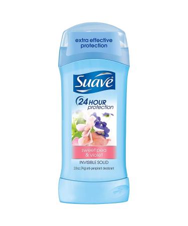 Suave Deodorant 2.6 Ounce 24Hr Sweet Pea & Violet Invis. Solid (76ml) (6 Pack)