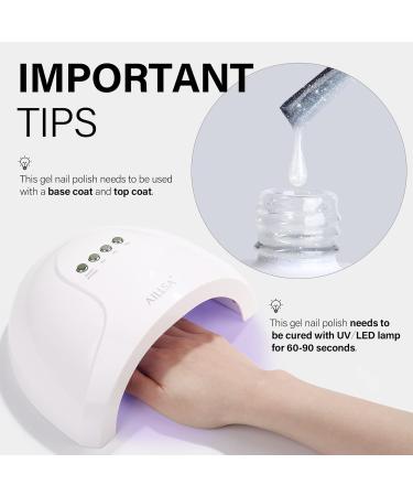 AILLSA White Glitter Gel Nail Polish - Shimmer Silver Nude Color Translucent Jelly for Nail Salon & Home | 0.51 Fl Oz - Milky Sparkle Soak Off UV Gel - Buy Online on SooperMarket.com