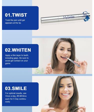 MySmile Teeth Whitening Pen for Sensitive Teeth 2Pcs Pen For Teeth Whitening 10 Min Fast Teeth Whitenr Helps to Remove Stains from Coffee Smoking Wines(2Pcs Pen) - Buy Online on SooperMarket.com