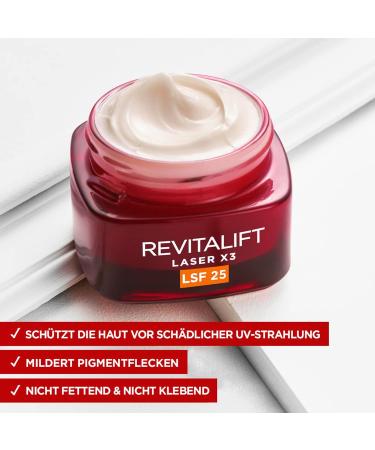 L'Or al Paris Revitalift Laser X3 Day Care SPF 25 - Anti-Aging Facial Cream with Hyaluronic Acid Vitamin C & Pro-Retinol | 50 ml - Buy Online on SooperMarket.com
