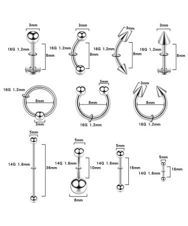 64pcs Stainless Steel Piercing Kit for Belly, Septum & all Piercings - Buy Online on SooperMarket.com