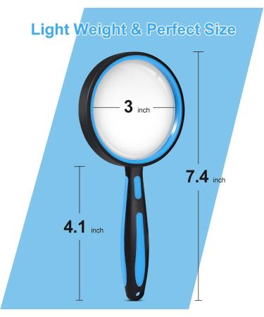 Premium 10X Magnifying Glass Large Magnifying Glass for Kids Seniors Magnifying Glasses for Close Work Loupe Magnifier for Reading 3 Inch Magnifying Lens Rubber Handle with Hole Design - Buy Online on SooperMarket.com