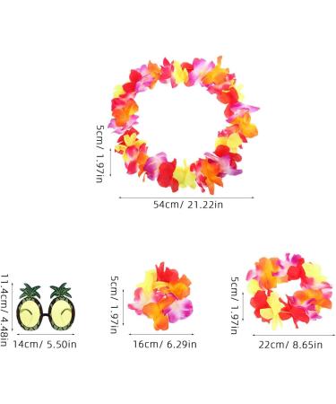 GALPADA 1 Set Pineapple Sunglasses and Hawaiian Leis Set Luau Flower Leis Necklace Headbands and Wristbands for Tropical Hawaiian Beach Party Decorations Birthday Party Favors - Buy Online on SooperMarket.com