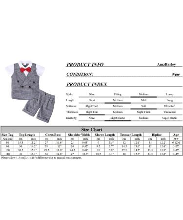 AmzBarley Baby Boys Gentlemans Outfit Suit | Grey Tuxedo Romper Set for Kids | Long/Short Sleeve Dress Shirt, Pants, Vest, Bowtie | Birthday, Party, Holiday | Size 105 (2-3 Years) - Buy Online on SooperMarket.com