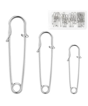 WISYOK 48 Pcs Heavy Duty Safety Pins Assorted Sizes 2'' 2.8'' 3'' Large Safety Pins Pack of 48 Strong & Sturdy Bulk Pins for Clothes Blankets Crafts Kilts Stainless Steel Wire Extra Sturdy