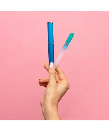 Premium Czech Glass Nail File with Case - Aqua - Smooth Finish Manicure Tool for Perfect Nails - 1 Count - Buy Online on SooperMarket.com