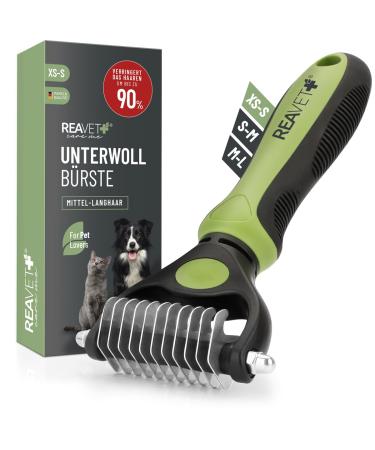 Reavet dog brush & cat brush underwool brush for long hair i small breeds (size XS-S) i removed underwoll & matters i with massage effect & top hair protection i fur brush for dogs cats