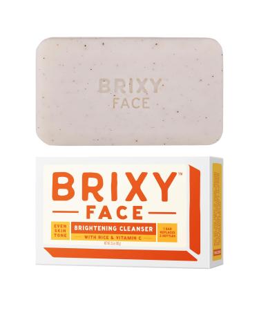 BRIXY Exfoliating Facial Cleansing Bar Even Skin Tone Rice Powder And Vitamin C Ceramide & Niacinamide Support A Healthy Skin Barrier Soap Free pH Balanced And Vegan