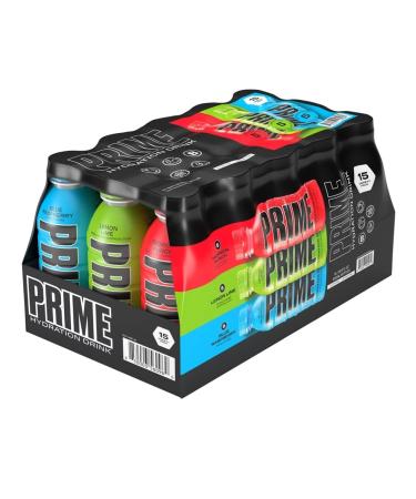 Prime Hydration Drink Variety Pack - Tropical Punch Lemon Lime & Blue Raspberry - 500ml - Pack of 15 (5 Of Each Flavour)