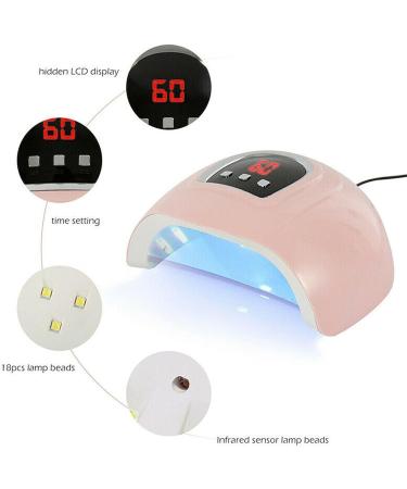 54W Pro Nail Polish Dryer Lamp - LED Gel Acrylic Curing Light with Timer | Fast Drying Manicure Tool - Buy Online on SooperMarket.com