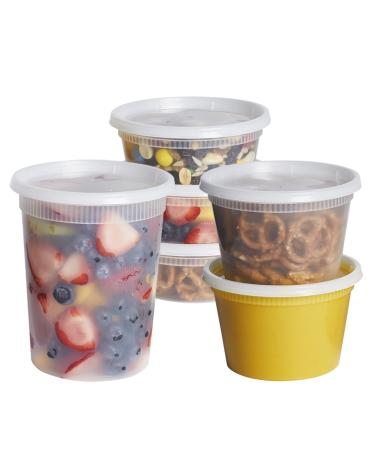 48 Sets - Combo Plastic Deli Containers With Airtight Lids - 8 oz, 16 oz, 32 oz. - Food Storage/Soup Containers Combo - 48 Sets