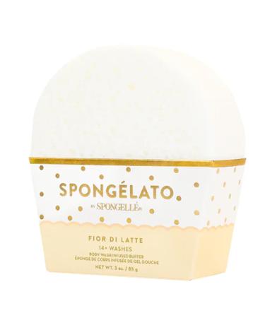 Spongelato Loofah Exfoliating Body Scrubber by Spongelle | Infused with Body Wash | Bath & Shower Loofah for Women | 14+ uses | Fior de Latte (Vanilla) Gelato Inspired