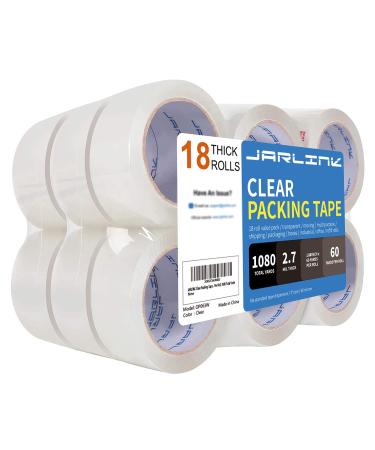 JARLINK Clear Packing Tape (18 Rolls) Heavy Duty Packaging Tape for Shipping Packaging Moving Sealing 2.7mil Thick 1.88 inches Wide 60 Yards Per Roll 1080 Total Yards