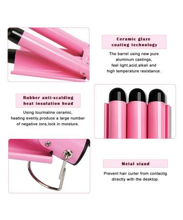 3 Barrel Curling Iron with LCD Temperature Display - 1 Inch Ceramic Hair Crimper for Deep Waves and All Styles - Buy Online on SooperMarket.com