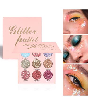 Yeweian 9 Colors Glitter Eyeshadow Palette - Diamond Shimmer High Pigmentation | Waterproof & Long-Lasting Makeup Palette - 03 - Buy Online on SooperMarket.com
