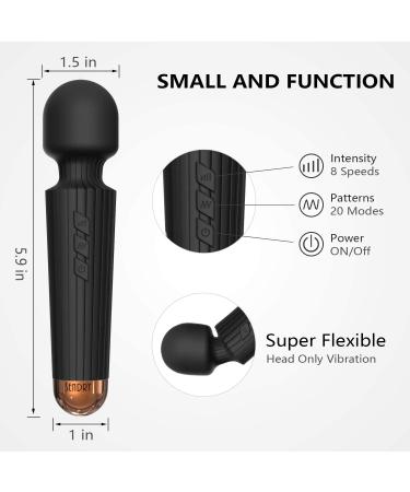 SENDRY Mini Cordless Wand Massager - 160 Vibration Modes - Waterproof & Rechargeable (Black) - Buy Online on SooperMarket.com