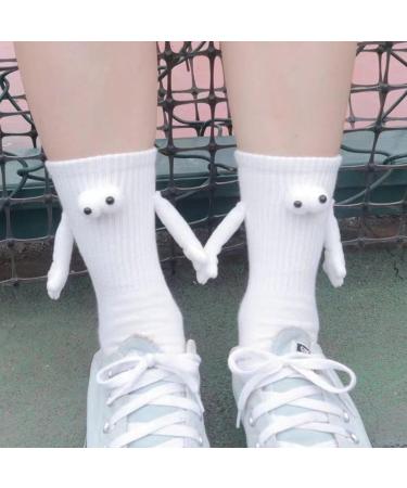 3D Doll Couple Hand in Hand Funny Magnetic Socks - 2 Pairs, White - Buy Online on SooperMarket.com