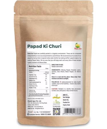 Dawn Lee Papadums Indian- Papad Churi- Khata Meetha Flavor - Papad Crackers - Appalam indian - Crunchy Kids Friendly Snacks- No Refined Sugar- Traditional Snack - Homemade - Chana Papad- 50 Gram - Buy Online on SooperMarket.com