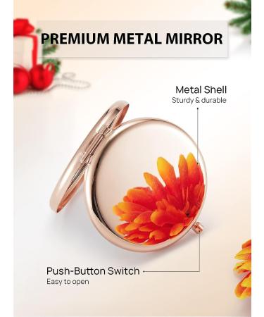 Getinbulk Compact Mirror for Purse - Double-Sided 1X/2X Magnifying Metal Makeup Mirror (Round, Rose Gold) - Buy Online on SooperMarket.com