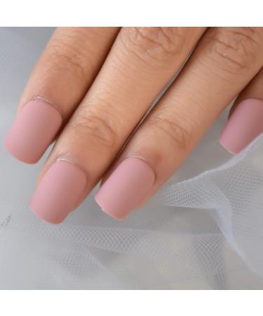Dried Rose Matte Short Square Acrylic False Nails - 24pcs Set | International Shipping - Buy Online on SooperMarket.com