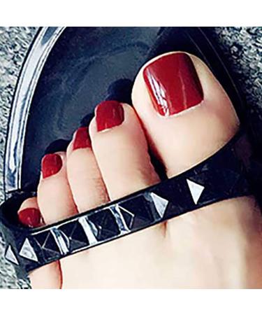 Brishow Artificial Nails Foot False Toenails Acrylic Stick on Toenails 24pcs For Women and Girls (b)