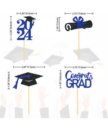24 Pieces Sparkle 2023 Cupcake Toppers Graduation Cupcake Toppers Bachelier Hat Decoration Graduation Decoration (Black & Blue) - Buy Online on SooperMarket.com
