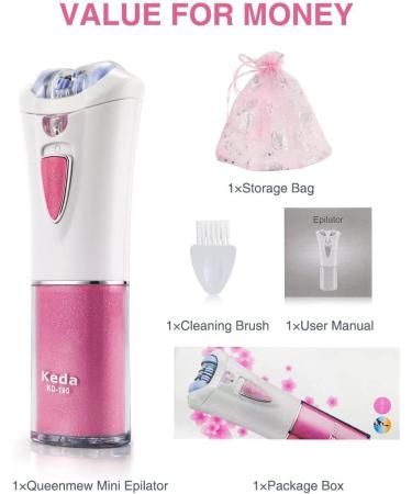 Lanmeri Smooth Glide Epilator for Women - Electric Hair Removal Device with LED - For Face, Body, Arms, Legs, Underarms, Bikini Area - Pink - Buy Online on SooperMarket.com