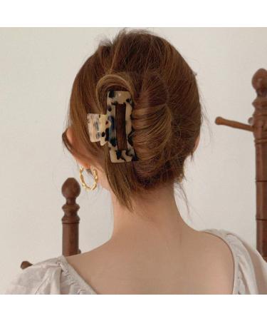 3 French Design Tortoise Shell Hair Claw Clips (2 Pack) - Stylish Rectangle Hair Clamp for Women & Girls - Buy Online on SooperMarket.com