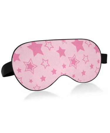 Haskirky Light Blocking Eye Mask Breathable and Adjustable Adult Men and Women Travel on Business Trips Yoga Meditation Light Smooth Comfortable Eye Mask Office Deep Sleep Goodies Pink Stars