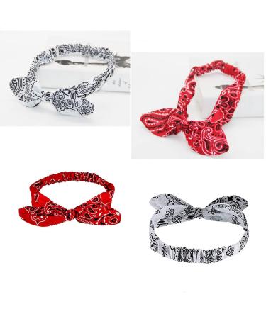 2PCS Red White Paisley Print Bandana Headband Set for Girls and Women - Buy Online on SooperMarket.com