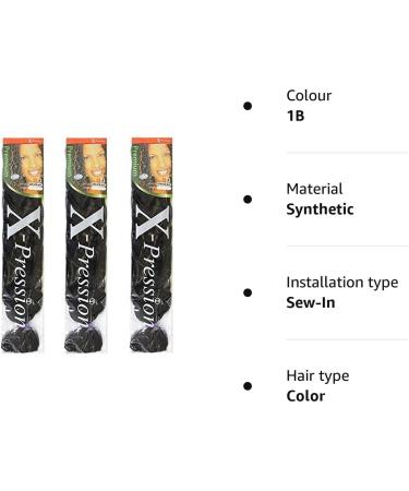X Pression Premium Original Ultra Braid. Colour 1B (Pack of 3) by pression 1B 82 Inch (Pack of 3) - Buy Online on SooperMarket.com