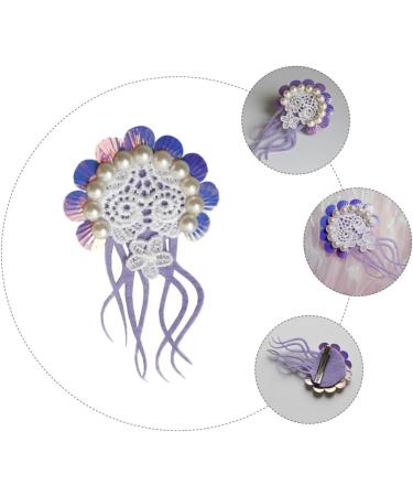 FOMIYES Fake Jellyfish Hair Clip Floral Pearl Hair Clip Pearl Snap Clips Pearl Hair Barrettes Hair Barrettes for Girls Jellyfish Hairpin Purple Vacation Hair Tie Holder Beach Faux Pearls - Buy Online on SooperMarket.com