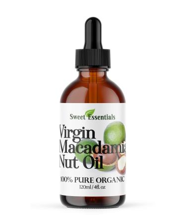 Organic Unrefined Macadamia Nut Oil | 4oz Glass Bottle | Imported From Italy | 100% Pure | Food Grade | Offers Relief From Dry Skin Eczema Psoriasis Dermatitis & More | Best Natural Moisturizer