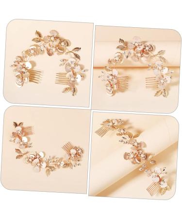 Mikinona Pearl Rhinestone Couple Combs Crystal Hair Comb Headband Floral Hair Comb Hairband Hair Comb Headdress Bridal Headband Comb Wedding Hair Accessory Women Headdress Bridal Headdress - Buy Online on SooperMarket.com