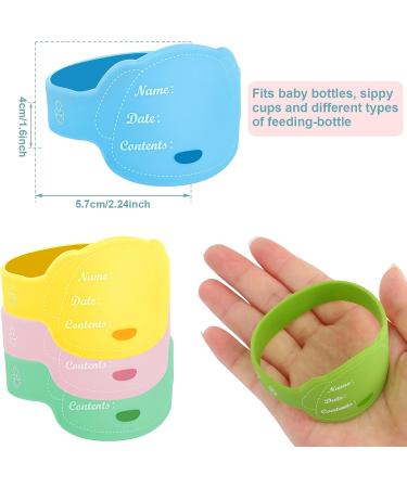 12 Pcs Baby Bottle Labels for Daycare - Reusable Silicone Name Bands with Marker Pens | Waterproof Day Care Essentials in Dog Design - 6 Colors - Buy Online on SooperMarket.com