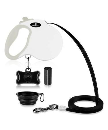 Philorn rolling linen for dogs 5m roll leash flexible with one-button blocking system non-slip handle without involvement reflective retractable dog leash for medium-sized large dogs up to 50kg L |5m |50kg white