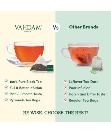 Vahdam Darjeeling Black Tea - 100% Pure Medium Caffeine Tea Bags (30 Tea Bags) | Ideal for Hot Iced Tea & Kombucha | Authentic Indian Darjeeling Tea (2 Pack) - Buy Online on SooperMarket.com