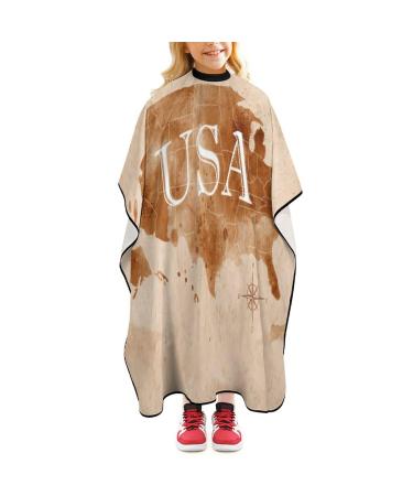 Vintage USA Map Graphic Barber Cape Professional Hair Cutting Cape Cute Haircut Apron for Boys Girls