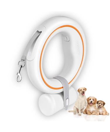 Moestar pull-in dog leash free dog leasic 360 tangle free roller linen with dog droppings bag holder 3m/10ft for medium small dogs (orange)