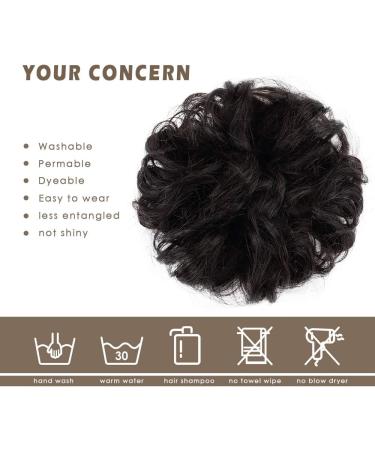 BARSDAR 100% Human Hair Scrunchie in 1B#-Black - Curly Messy Bun Hairpiece for Women & Kids - Updo Chignons - 5.1 inch - Buy Online on SooperMarket.com