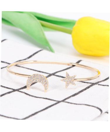 TENDYCOCO 2pcs Rhinestone Bracelets Open Cuff Bracelet Crystal Vintage Bracelets Moon Bracelet for Women Friendship Bracelet Shiny Bracelet Crystals Bracelet To Open Wristband 5.5X5.5cmx2pcs Goldenx2pcs - Buy Online on SooperMarket.com