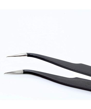 2Pcs Stainless Steel Tweezers Set for Eyelash and Nail Art - Straight and Curved Home Makeup Tool - Buy Online on SooperMarket.com