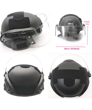 Airsoft MICH 2000 ACH Tactical Helmet with Clear Visor, NVG Mount & Side Rail - Black - Buy Online on SooperMarket.com