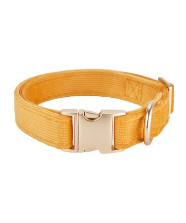 YUDOTE Ultra-soft dog collar natural cotton cord for medium dogs with sensitive skin orange M (1 pack) orange