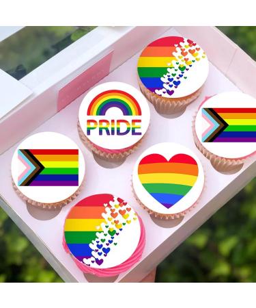 24 x Pre-Cut Pride 3 Edible Stand up Wafer/Rice Paper Cupcake Cake Dessert Toppers LGBTQ Party Rainbow Flag Decorations (Pride 3) - Buy Online on SooperMarket.com