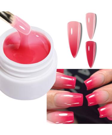 Builder Gel for Nails Red Thermal Extension Nail Gel UV/LED Nail Base Solid Building Gel for Nail Extension & Modeling Strengthening Nail Art Decoration