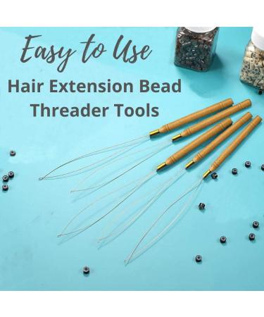 Set of 5 Wooden Loop Needle Threaders for Hair & Feather Extensions - Hair Extension Tool for Microlink Beads and Feathers - Buy Online on SooperMarket.com