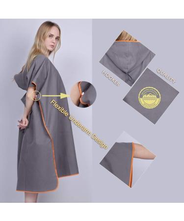 Megawodar Microfiber Poncho Towel - Adult Surf Beach Wetsuit Changing Robe - Gray - Buy Online on SooperMarket.com