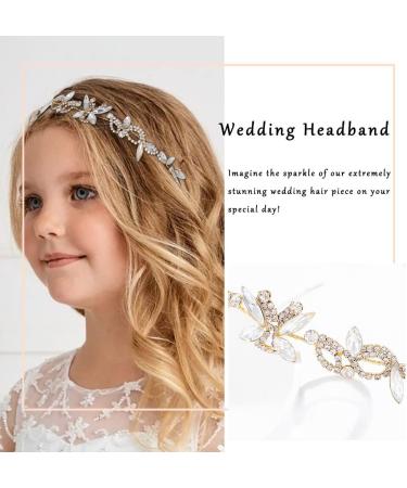 IYOU Flower Girl Headband Gold Crystal Headpiece Communion Wedding Hair Vines Bridal Hair Accessories for Girls - Buy Online on SooperMarket.com
