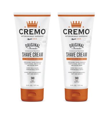 Cremo Barber Grade Sandalwood Shave Cream Astonishingly Superior Ultra-Slick Shaving Cream Fights Nicks Cuts And Razor Burn 6 Fl Oz (2 Pack)